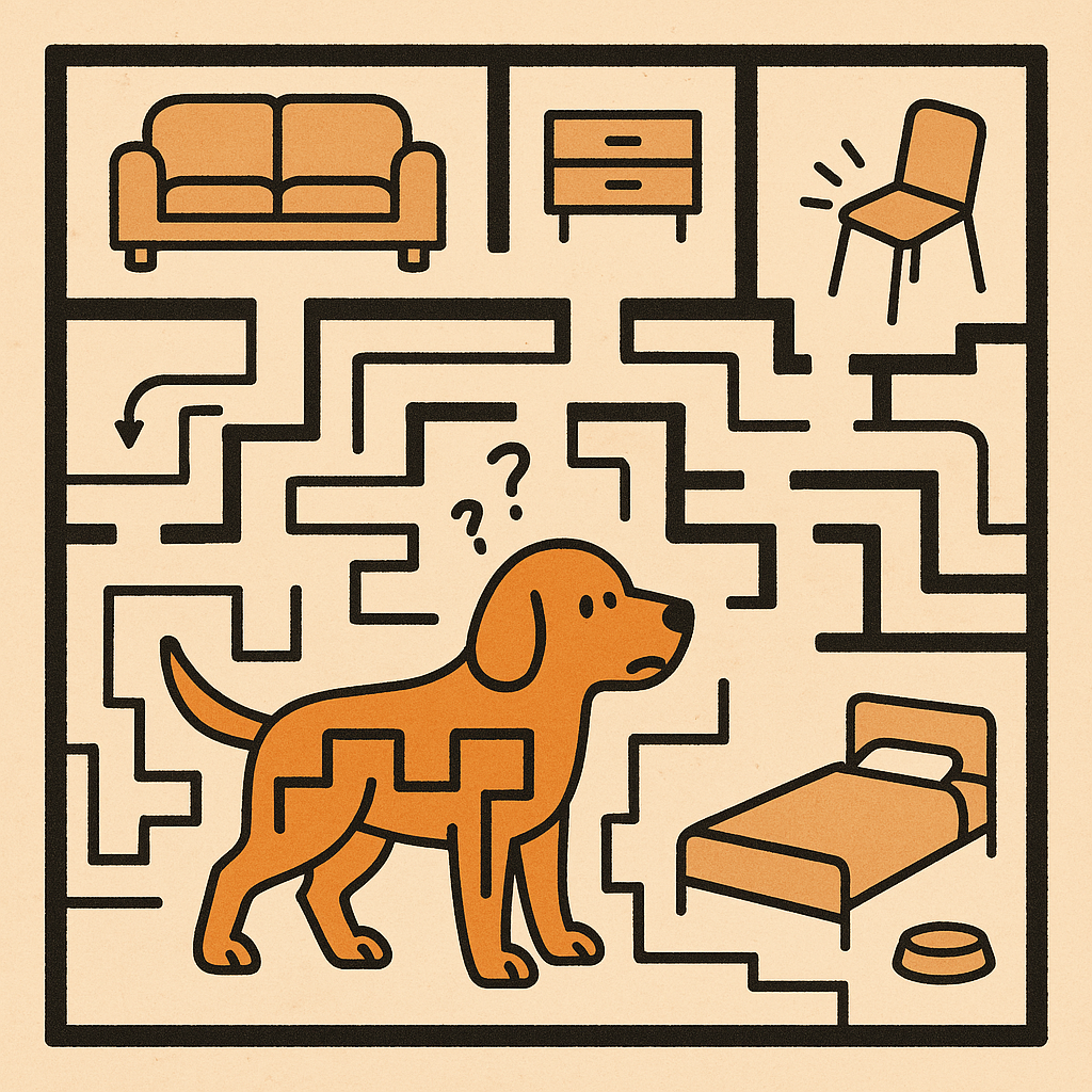 Difficulty Navigating Obstacles - Dog bumping into furniture